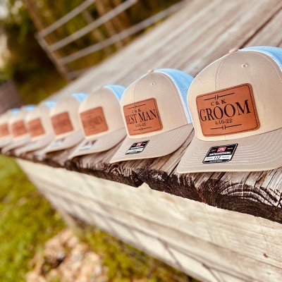 Personalized Grooms Wedding Hat for Wedding Party Initials Wedding Date Hats Wedding Announcement Gift