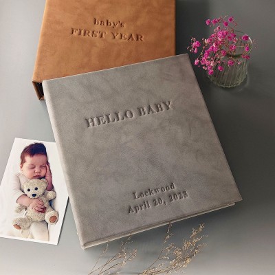 Personalized Genuine Leather Baby Photo Album New Mom Mother's Day Gift For Daughter Wife