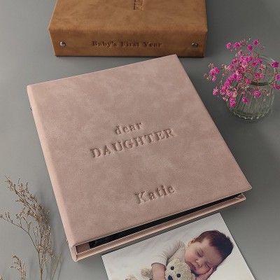 Personalized Genuine Leather Baby Photo Album New Mom Mother's Day Gift For Daughter Wife