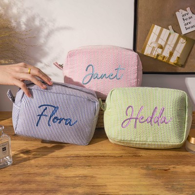 Personalized Embroidered Make up Bag for Bridesmaid Squad Cosmetic Bag Bridal Shower Gift Bridal Party Gift