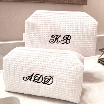 Personalized Embroidered Make up Bag for Bridesmaid Squad Monogram Toiletry Makeup Bag Bridal Party Gift