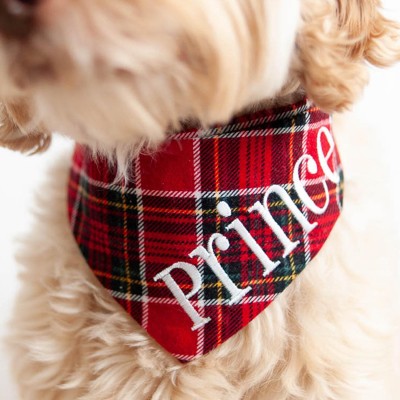 Personalized Embroidered Christmas Dog Bandana with Name Dog Bandana with Snaps New Puppy Gift