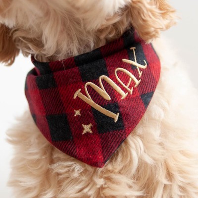Personalized Embroidered Christmas Dog Bandana with Name Dog Bandana with Snaps New Puppy Gift