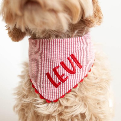 Personalized Embroidered Christmas Dog Bandana with Name Dog Bandana with Snaps New Puppy Gift