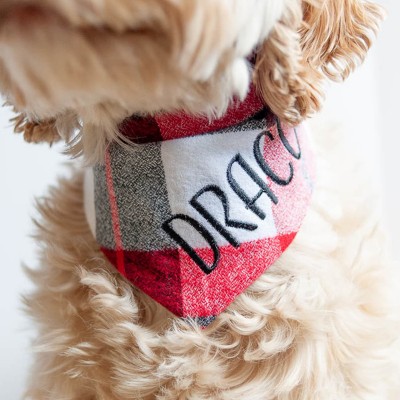 Personalized Embroidered Christmas Dog Bandana with Name Dog Bandana with Snaps New Puppy Gift