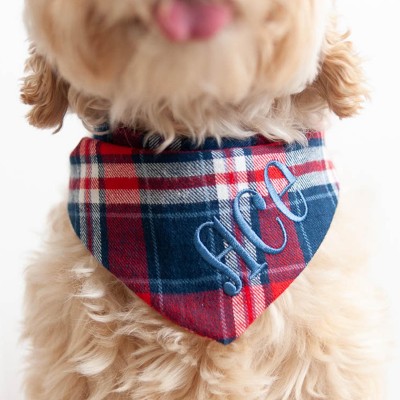 Personalized Embroidered Christmas Dog Bandana with Name Dog Bandana with Snaps New Puppy Gift