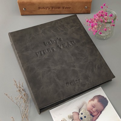 Personalized Genuine Leather Baby Photo Album New Mom Mother's Day Gift For Daughter Wife