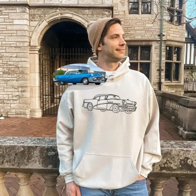 Personalized Car Photo Hoodie Car Lover Gift Gift For Boyfriend Casual Sweatshirt Fathers Day Gifts