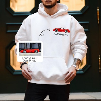 Personalized Car Photo Hoodie Car Lover Gift Gift For Boyfriend Casual Sweatshirt Fathers Day Gifts