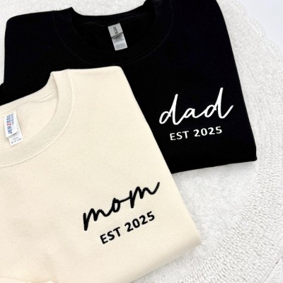 Personalized Embroidered Dad Sweatshirt with Kids Name on Sleeve New DAD Est Year Shirt Father's Day Gift