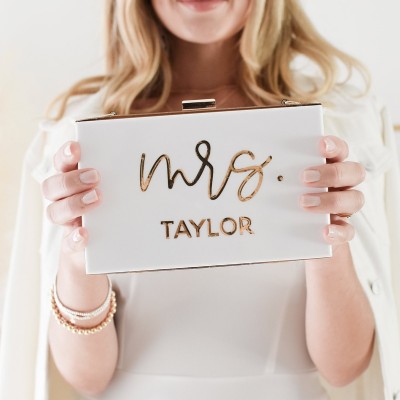 Mrs Purse Bride Clutch Purse for Wedding Bridal Clutch Personalized Wedding Gift for Bride