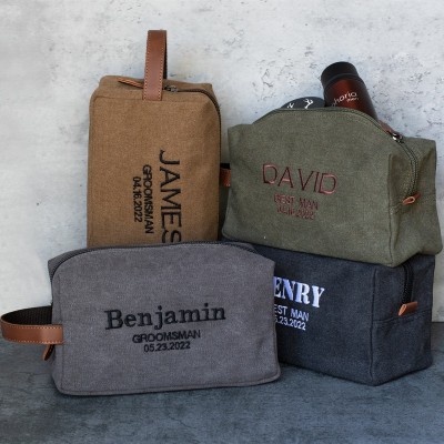 Personalized Embroidered Groomsman Toiletry Bag Wedding Travel Toiletry Bag Groomsmen Proposal Gifts Box Best Man Gift