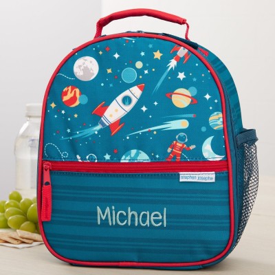 Personalized Kid Space Lunch Bag with Embroidered Name Toddler Waterproof Insulated Lunchbox Bag Back to School Essential