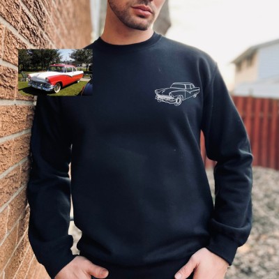Personalized Car Photo Hoodie Car Lover Gift Gift For Boyfriend Casual Sweatshirt Fathers Day Gifts