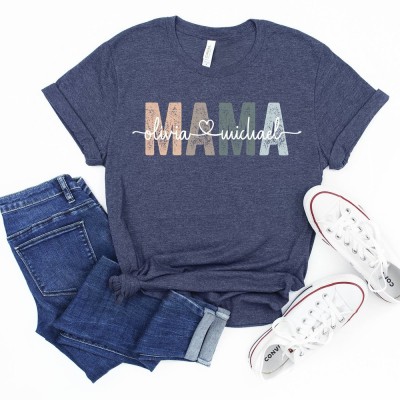 Personalized Mama Shirt with Kids Name Unique Mothers Day Gifts