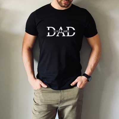 Personalized Dad Shirt with Kid Names New Dad Tshirt Father's Day Gift