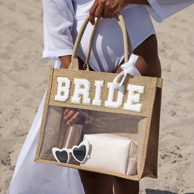 Personalized Bride transparent tote bag Bride to be beach bag honeymoon bag bridesmaids gifts