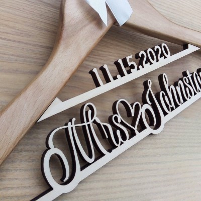 Personalized Wedding Bridal Dress Hanger with Date Mrs Hanger Bridal Gift