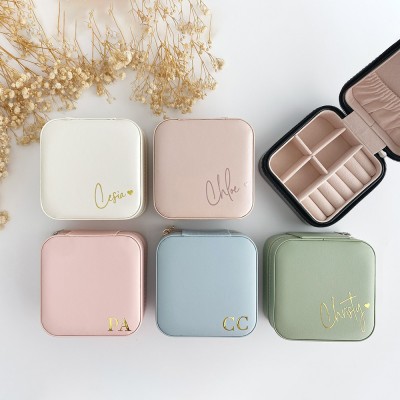 Personalized Leather Jewelry Box Name Travel Jewelry Case Bridesmaid Proposal Bridal Party Gift