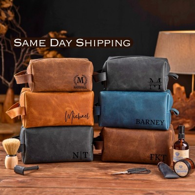 Personalized Groomsman Toiletry Bag Wedding Travel Toiletry Bag Groomsmen Leather Accessory Best Man Gift