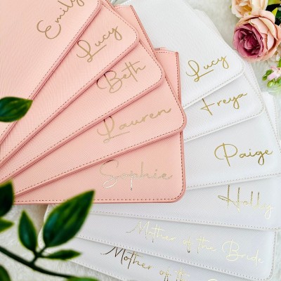 Personalized Bride Clutch Bag Title and Name Wedding Clutch Luxury Bridal Bag Bridesmaid Gift Bacherolette Favor