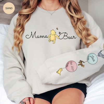 Personalized Mama Bear Shirt with Kids Name Classic Winnie The Pooh Sweatshirt  Mothers Day Gifts