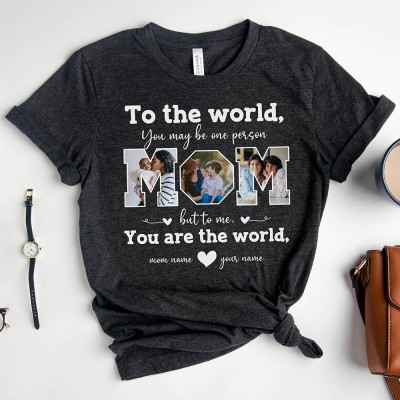 Personalized Mom Photo Tee Shirt with Kids Name New Mom T-Shirt Mothers Day Gifts