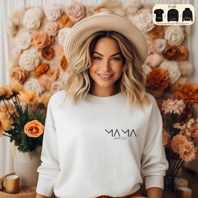 Personalized Mama Sweatshirt Minimalist T-Shirt Modern Mama Hoodie with Kids Name Birth Year Shirt Mothers Day Gifts