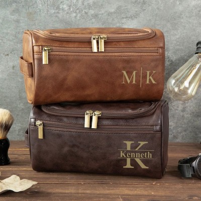Personalized Groomsman Leather Toiletry Bag Wedding Travel Toiletry Bag Groomsmen Proposal Gifts Box Best Man Gift