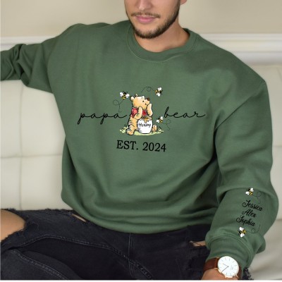 Personalized Mama Bear Sweatshirt with Kids Name Winnie The Pooh Mimi Papa Shirt New Mom Outfit Mothers Day Gifts