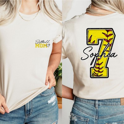 Personalized Softball Mom Sweatshirt with Name and Number Sport Mama Shirt Mothers Day Gifts