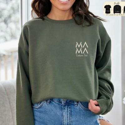 Personalized Mama Sweatshirt Minimalist T-Shirt Modern Mama Hoodie with Kids Name Birth Year Shirt Mothers Day Gifts