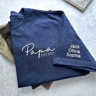 Personalized Papa Shirt With Name Expecting Dad Announcement Tee Cool Dad Sweatshirt Father's Day Gifts