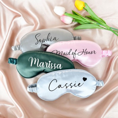 Personalized Silky Satin Eye Mask Bridal Party Gift Wedding Favor