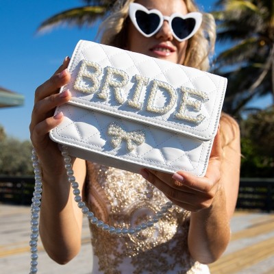 Personalized Bride Wedding Purse Bridal Wedding Pearls Clutch Luxury Bridal Bag Bride To Be Gift
