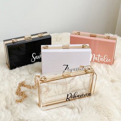 Personalized Bride Clutch Bag Acrylic Clutch Purse Wedding Clutch Bridesmaid Clutch Bag