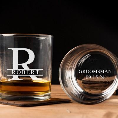 Personalized Groomsman 11oz Whiskey Glass Engraved Old Fashion Wedding Shot Glasses Groomsmen Proposal Gifts