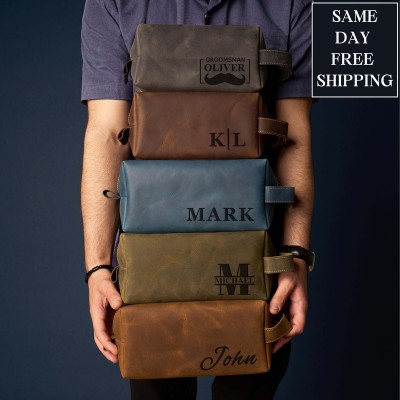 Personalized Groomsman Leather Toiletry Bag Wedding Travel Toiletry Bag Groomsmen Proposal Gifts Box Best Man Gift