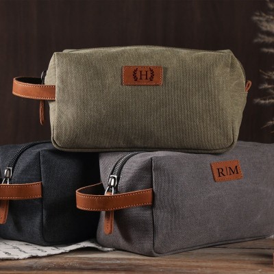 Personalized Groomsman Toiletry Bag Wedding Travel Engraved Toiletry Bag Canvas Mens Dopp Kit Bag Groomsmen Proposal Gifts Box