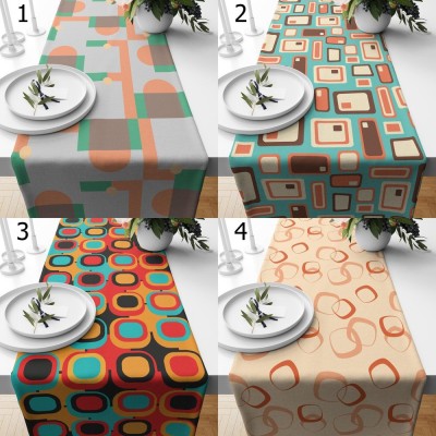 Retro Geometric Modern Table Runner Mid Century Table Runner Party Table Decoration Family Party Decor