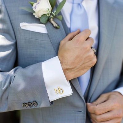 Personalized Engraved Initial  Groomsmen Cufflinks with Wooden Boxes Wedding Cufflinks Groom Accessory Best Man Gift Groomsmen Proposal