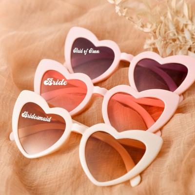 Personalized Bride Heart Sunglasses Bachelorette Party Gift Beach Bride Honeymoon Bridal Shower Gift