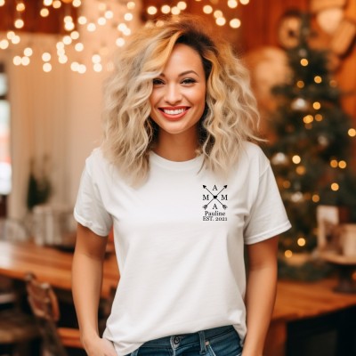 Personalized Mama Shirt with Kids Name Birth Year Sweatshirt New Mom Outfit Mothers Day Gifts