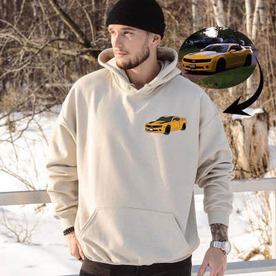 Personalized Car Photo Hoodie Car Lover Gift Gift For Boyfriend Casual Sweatshirt Fathers Day Gifts