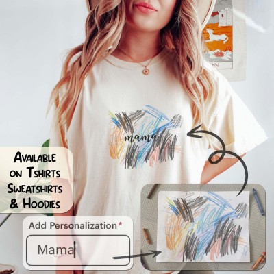 Personalized Kids Hand Drawing Mama Shirt Mothers Day Outfit Sweatshirt Mothers Day Gifts