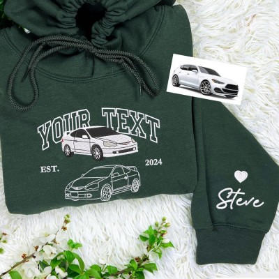 Personalized Embroidered Car Photo Hoodie Car Lover Gift Fathers Day Gifts