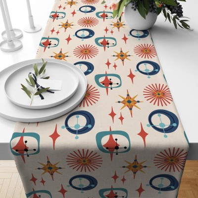 Retro Geometric Runner Abstract Party Table Runner Mid Century Art Table Decoration Family Party Decor