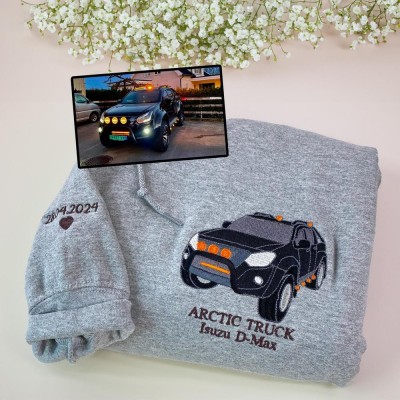 Personalized Embroidered Car Photo Hoodie Car Lover Gift Fathers Day Gifts