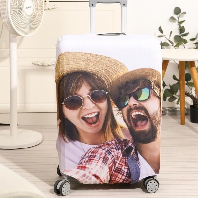 Personalized Photo Face Luggage Cover Stretch Luggage Protector Funny Wedding Honeymoon Gift