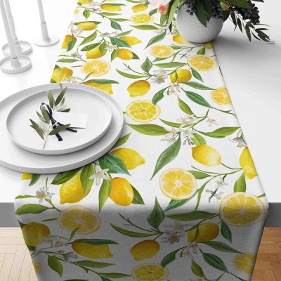 Yellow Lemon Table Runner Kitchen Lemon Table Runner Party Table Decoration Family Party Decor